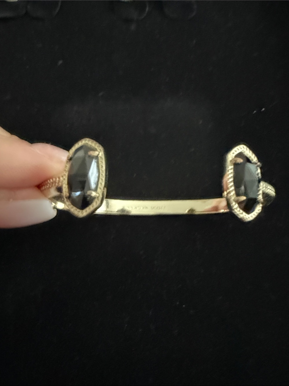 Kendra Scott Gold-Tone Black Stone Cuff Bracelet - Women Jewelry